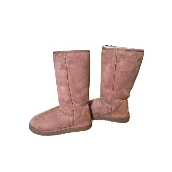 UGG Boots Womens Size 7 Camel Classic Tall Suede Fur Lined Cozy Winter Warm - Picture 4 of 9